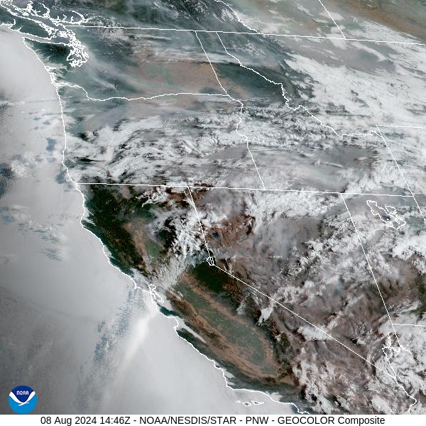 Thursday morning’s satellite shows clouds and fog over Montana behind a departing area of low pressure.